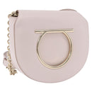 Salvatore Ferragamo Gancini Chain Shoulder Bag Leather Pink Gold Auth 192109V-1