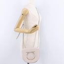 Salvatore Ferragamo Gancini Chain Shoulder Bag Leather Pink Gold Auth 192109V-22
