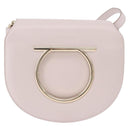 Salvatore Ferragamo Gancini Chain Shoulder Bag Leather Pink Gold Auth 192109V-13