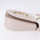 Salvatore Ferragamo Gancini Chain Shoulder Bag Leather Pink Gold Auth 192109V-3