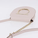 Salvatore Ferragamo Gancini Chain Shoulder Bag Leather Pink Gold Auth 192109V-6