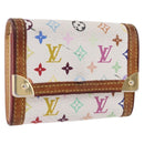 LOUIS VUITTON Multicolor Porte Monnaie Pla Coin Purse White M92657 Auth 192115A-1