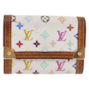 LOUIS VUITTON Multicolor Porte Monnaie Pla Coin Purse White M92657 Auth 192115A-13