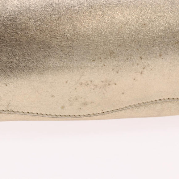 PRADA Hand Bag Leather 2way Silver Gold Auth 192120A