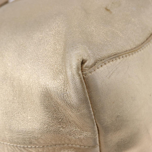 PRADA Hand Bag Leather 2way Silver Gold Auth 192120A