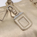 PRADA Hand Bag Leather 2way Silver Gold Auth 192120A-20