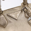 PRADA Hand Bag Leather 2way Silver Gold Auth 192120A-21