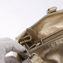PRADA Hand Bag Leather 2way Silver Gold Auth 192120A-22