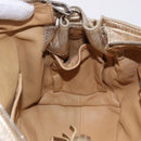 PRADA Hand Bag Leather 2way Silver Gold Auth 192120A-25