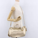 PRADA Hand Bag Leather 2way Silver Gold Auth 192120A-28