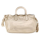 PRADA Hand Bag Leather 2way Silver Gold Auth 192120A-2