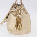 PRADA Hand Bag Leather 2way Silver Gold Auth 192120A-3