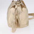 PRADA Hand Bag Leather 2way Silver Gold Auth 192120A-4