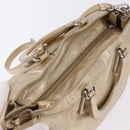 PRADA Hand Bag Leather 2way Silver Gold Auth 192120A-7