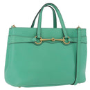 GUCCI Hand Bag Leather 2way Green Gold 319795 Auth 192124V-1