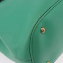 GUCCI Hand Bag Leather 2way Green Gold 319795 Auth 192124V-13