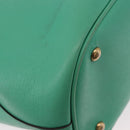 GUCCI Hand Bag Leather 2way Green Gold 319795 Auth 192124V-15