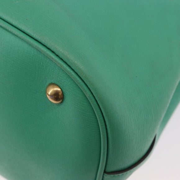 GUCCI Hand Bag Leather 2way Green Gold 319795 Auth 192124V