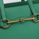 GUCCI Hand Bag Leather 2way Green Gold 319795 Auth 192124V-17