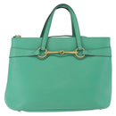 GUCCI Hand Bag Leather 2way Green Gold 319795 Auth 192124V-2