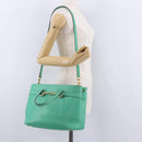 GUCCI Hand Bag Leather 2way Green Gold 319795 Auth 192124V-25