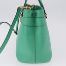 GUCCI Hand Bag Leather 2way Green Gold 319795 Auth 192124V-5