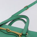 GUCCI Hand Bag Leather 2way Green Gold 319795 Auth 192124V-9