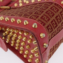 FENDI Zucchino Canvas Hand Bag Red Gold Auth 192125A-9