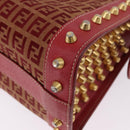 FENDI Zucchino Canvas Hand Bag Red Gold Auth 192125A-14