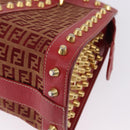 FENDI Zucchino Canvas Hand Bag Red Gold Auth 192125A-16