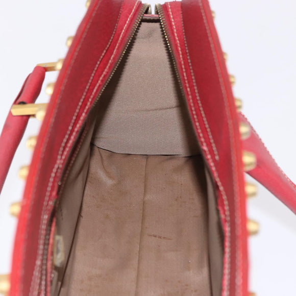 FENDI Zucchino Canvas Hand Bag Red Gold Auth 192125A