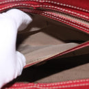 FENDI Zucchino Canvas Hand Bag Red Gold Auth 192125A-21