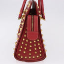 FENDI Zucchino Canvas Hand Bag Red Gold Auth 192125A-3