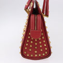 FENDI Zucchino Canvas Hand Bag Red Gold Auth 192125A-4