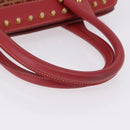 FENDI Zucchino Canvas Hand Bag Red Gold Auth 192125A-7