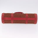 FENDI Zucchino Canvas Hand Bag Red Gold Auth 192125A-5