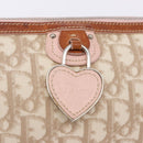 Christian Dior Trotter Canvas Chain Romantic Bag PVC Beige Silver Auth 192126V-17
