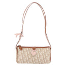 Christian Dior Trotter Canvas Chain Romantic Bag PVC Beige Silver Auth 192126V-13
