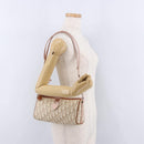 Christian Dior Trotter Canvas Chain Romantic Bag PVC Beige Silver Auth 192126V-23