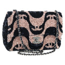 CHANEL Chain Shoulder Bag Leather sequins Navy Silver CC Auth 192127SM-1