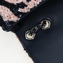 CHANEL Chain Shoulder Bag Leather sequins Navy Silver CC Auth 192127SM-23