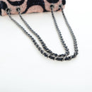 CHANEL Chain Shoulder Bag Leather sequins Navy Silver CC Auth 192127SM-7