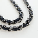 CHANEL Chain Shoulder Bag Leather sequins Navy Silver CC Auth 192127SM-8