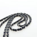 CHANEL Chain Shoulder Bag Leather sequins Navy Silver CC Auth 192127SM-14