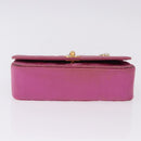 CHANEL Matelasse Chain Shoulder Bag Satin Pink Gold CC Auth 192128-6