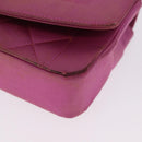 CHANEL Matelasse Chain Shoulder Bag Satin Pink Gold CC Auth 192128-15