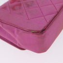 CHANEL Matelasse Chain Shoulder Bag Satin Pink Gold CC Auth 192128-16