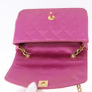CHANEL Matelasse Chain Shoulder Bag Satin Pink Gold CC Auth 192128-10