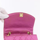 CHANEL Matelasse Chain Shoulder Bag Satin Pink Gold CC Auth 192128-19
