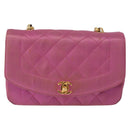 CHANEL Matelasse Chain Shoulder Bag Satin Pink Gold CC Auth 192128-13